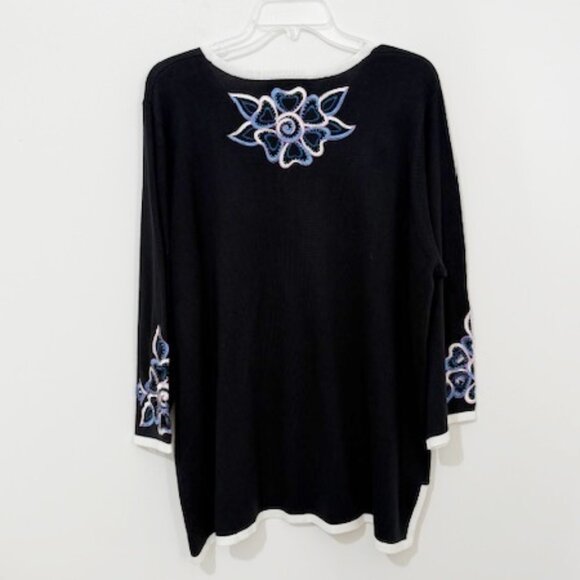 Bob Mackie Wearable Art Floral Cutout Cardigan Embroidered Beaded Women's 1X - Picture 4 of 5